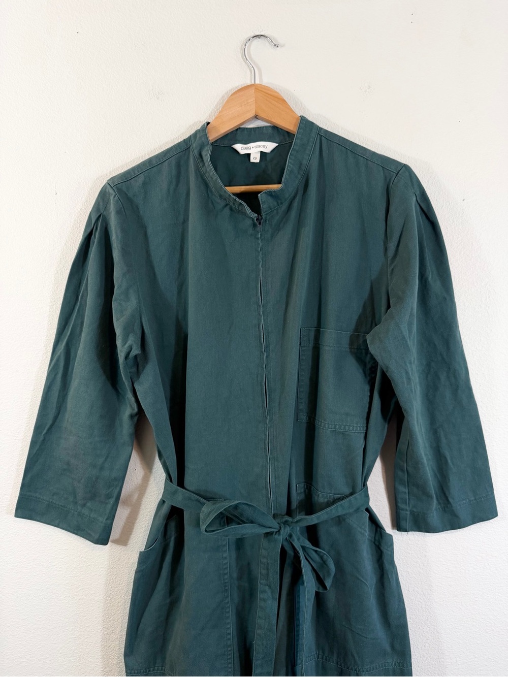 Dagg & Stacey Finch Boiler Jumpsuit Size 12 Green Belted Gorpcore Utility Casual - Picture 3 of 12